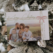 Grandmillennial Coquette Merry Christmas Photo Feestdagenkaart