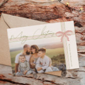 Grandmillennial Coquette Merry Christmas Photo Feestdagenkaart