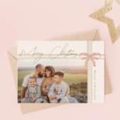 Grandmillennial Coquette Merry Christmas Photo Feestdagenkaart