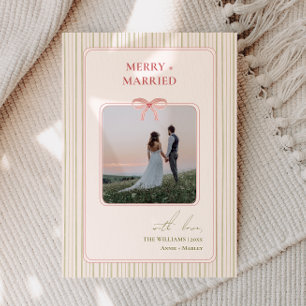 Grandmillennial Coquette Merry + Married Twee Foto Feestdagenkaart