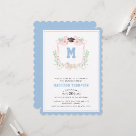 Grandmillennial Coquette Ribbon Afstuderen Crest Kaart