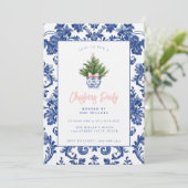 Grandmillennial Damask Kerstboom Kaart (Staand voorkant)