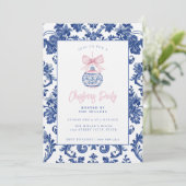 Grandmillennial Damask Kerstversiering met boog Kaart (Staand voorkant)