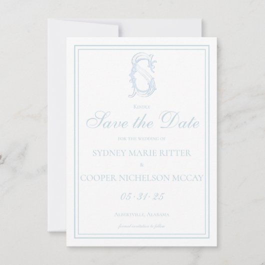 Grandmillennial en Elegant Save the Dates Kaart (Voorkant)