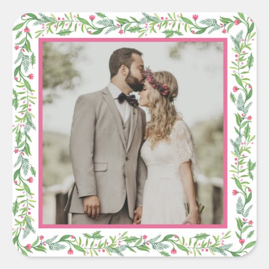 Grandmillennial Evergreen Swag | Foto Vierkante Sticker (Voorkant)