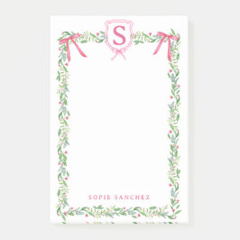 Grandmillennial Evergreen Swag met Monogram Post-it® Notes