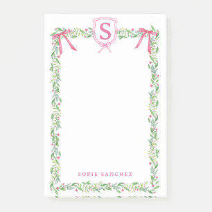 Grandmillennial Evergreen Swag met Monogram Post-it® Notes