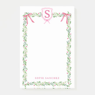 Grandmillennial Evergreen Swag met Monogram Post-it® Notes