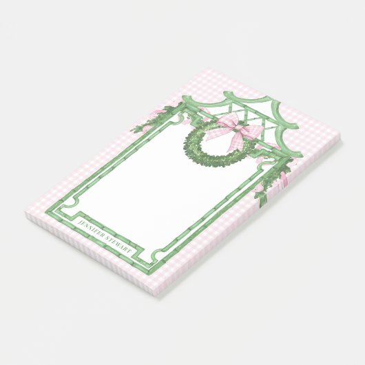 Grandmillennial Evergreen Swag met Monogram Post-it® Notes (Schuin)