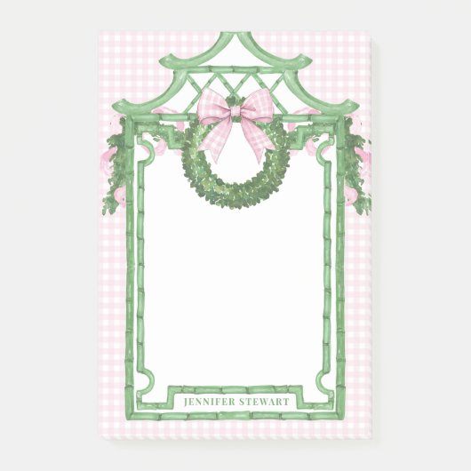 Grandmillennial Evergreen Swag met Monogram Post-it® Notes (Voorkant)