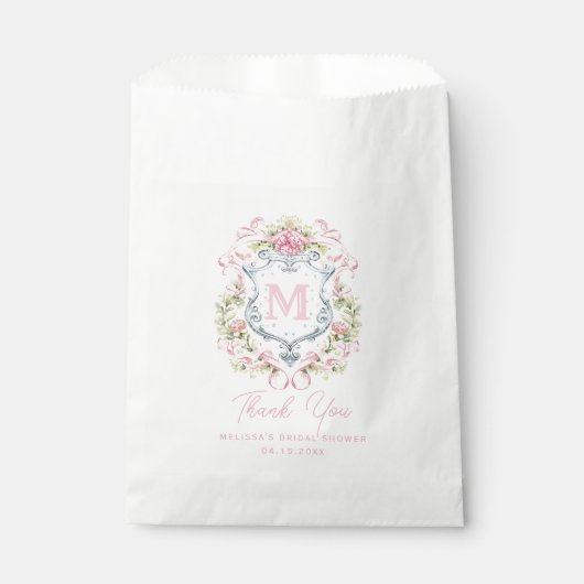 Grandmillennial Floral Crest Monogram | Bruids Bedankzakje (Voorkant)