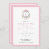 Grandmillennial Floral Crest Monogram | Bruids Kaart (Voorkant / Achterkant)