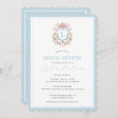 Grandmillennial Floral Crest Monogram | Bruids Kaart (Voorkant / Achterkant)