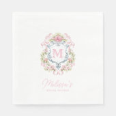 Grandmillennial Floral Crest Monogram | Bruids Servet (Voorkant)