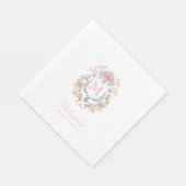 Grandmillennial Floral Crest Monogram | Bruids Servet (Hoek)