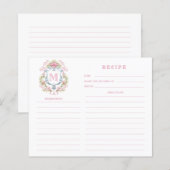 Grandmillennial Floral Crest Monogram Recept Kaart (Voorkant / Achterkant)