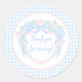 Grandmillennial Floral Gingham Preppy Verjaardag Ronde Sticker