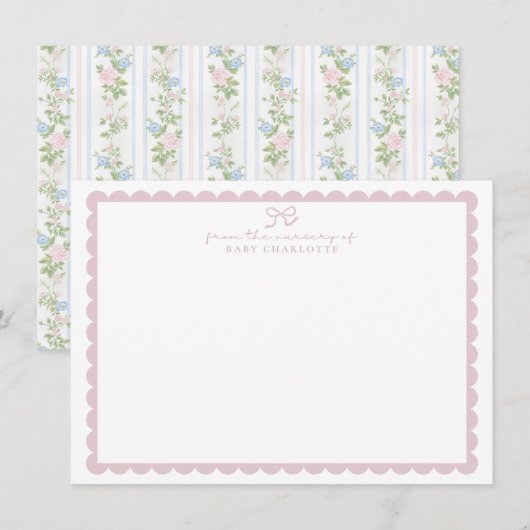 Grandmillennial Floral Nursery Stationery card Kaart (Voorkant / Achterkant)