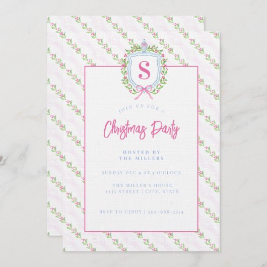 Grandmillennial Ginger Jar Crest Monogram Kaart (Voorkant / Achterkant)