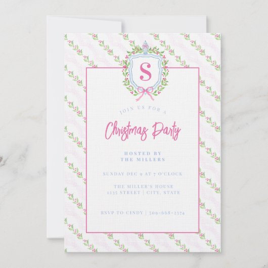 Grandmillennial Ginger Jar Crest Monogram Kaart (Voorkant)