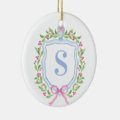 Grandmillennial Ginger Jar Crest Monogram Keramisch Ornament (Rechts)