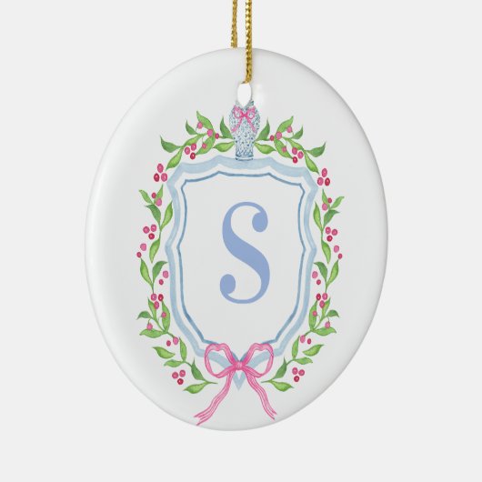 Grandmillennial Ginger Jar Crest Monogram Keramisch Ornament (Rechts)