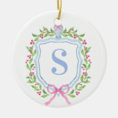 Grandmillennial Ginger Jar Crest Monogram Keramisch Ornament (Voorkant)