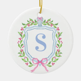 Grandmillennial Ginger Jar Crest Monogram Keramisch Ornament