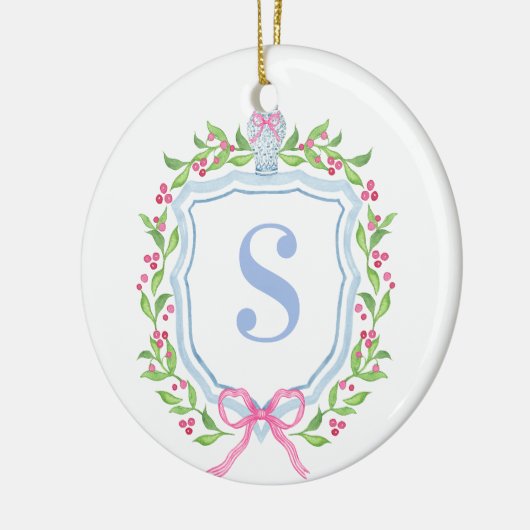 Grandmillennial Ginger Jar Crest Monogram Keramisch Ornament (Links)