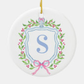 Grandmillennial Ginger Jar Crest Monogram Keramisch Ornament (Achterkant)