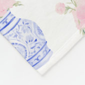 Grandmillennial Ginger Jar Waterverf Preppy Fleece Deken (Hoek)