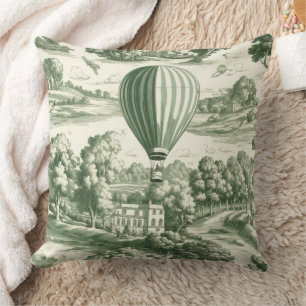 Grandmillennial groene Franse Toile landschapspatr Kussen
