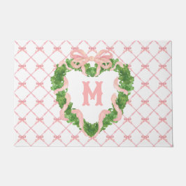 Grandmillennial hart krans monogram deurmat