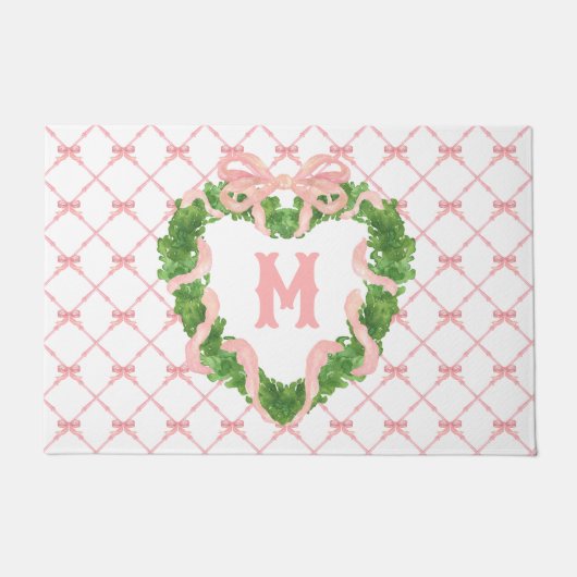 Grandmillennial hart krans monogram deurmat (Voorkant)