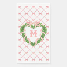 Grandmillennial hart krans monogram servet