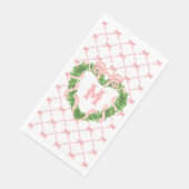 Grandmillennial hart krans monogram servet (Hoek)