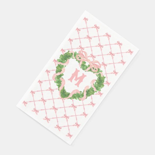 Grandmillennial hart krans monogram servet (Hoek)