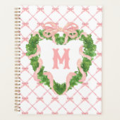 Grandmillennial Hartkrans Monogram Bamboe & Boog Planner (Voorkant)