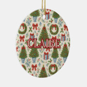 Grandmillennial Holiday Classic Elegant Bow Keramisch Ornament (Rechts)