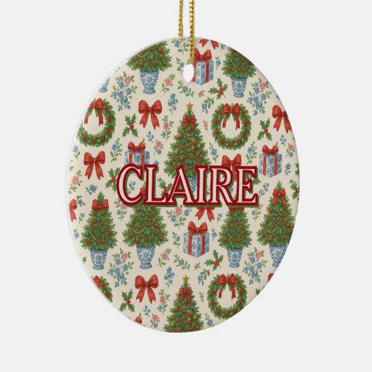 Grandmillennial Holiday Classic Elegant Bow Keramisch Ornament (Rechts)