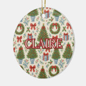 Grandmillennial Holiday Classic Elegant Bow Keramisch Ornament (Links)