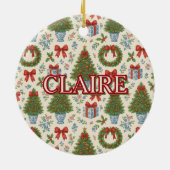 Grandmillennial Holiday Classic Elegant Bow Keramisch Ornament (Achterkant)