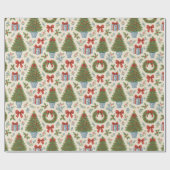 Grandmillennial Holiday Classic Waterverf Floral Cadeaupapier (Vlak)