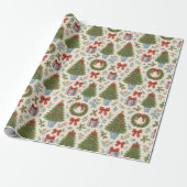 Grandmillennial Holiday Classic Waterverf Floral Cadeaupapier (Uitgerold)