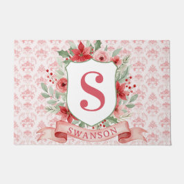 Grandmillennial Holiday Crest | Christmas Monogram Deurmat