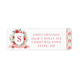 Grandmillennial Holiday Crest | Christmas Monogram Etiket