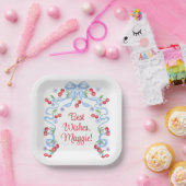 Grandmillennial Kersenbogen Watercolor Papieren Bordje (Feest)