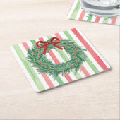 Grandmillennial Kerst Bow Wreath Onderzetters (Schuin)