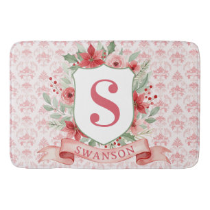Grandmillennial Kerst Crest   Kerst Monogram Badmat