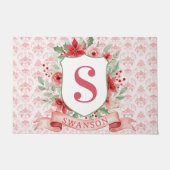 Grandmillennial Kerst Crest | Kerst Monogram Deurmat (Voorkant)